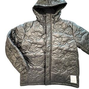 RARE Wasted Collective Recycled Nylon Puffer Jacket Coat Black NWT Unisex Medium